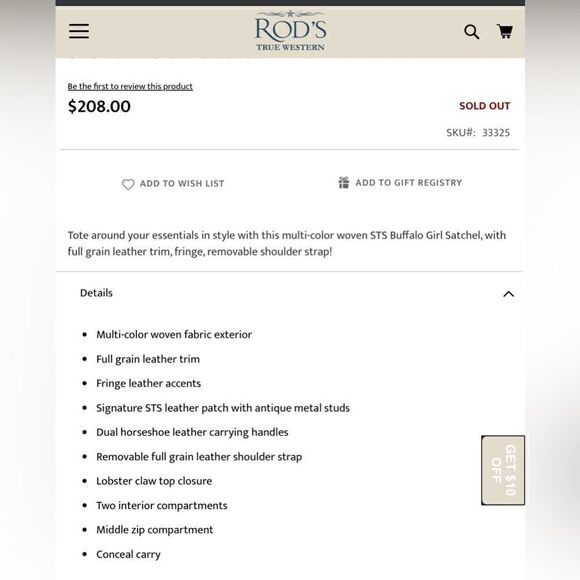 STS Buffalo Girl Satchel purse NEW CONDITION - Picture 10 of 10